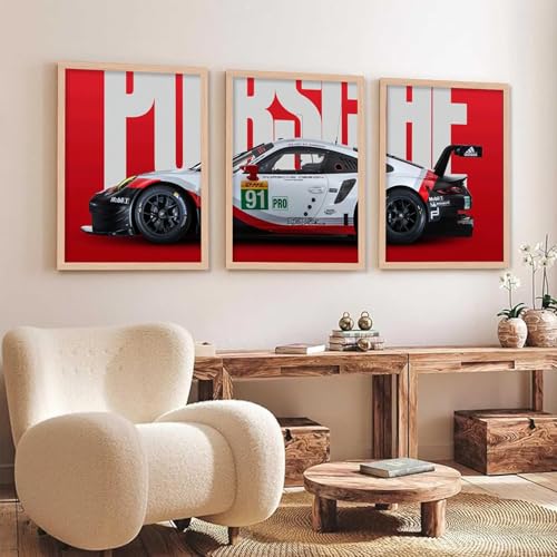 Image of TASVEE Car wall posters | set of 3 wall frames | posters for wall | Wall Decoration for Bedroom, Living Room & Office | Best Gift for Boys & Car Lovers (A1, LARGE 13X17, Framed)