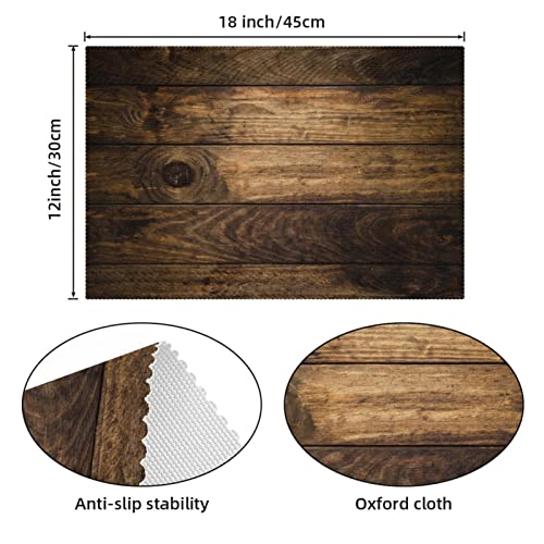 Set de table rustique en bois foncé lavable et résistant - 5