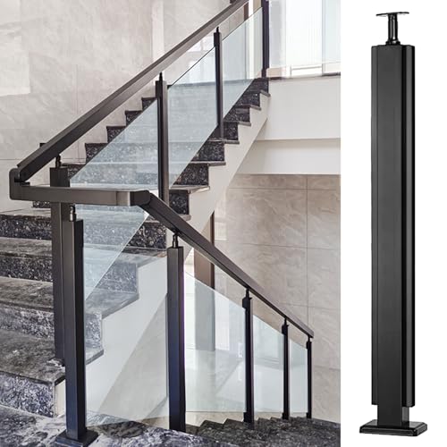 304 Stainless Steel Railing Post for Glass Panels - Deck & Stair Railing System, End Post, 37.4in (95cm) - Durable Glass Fence Solution for Outdoor Spaces