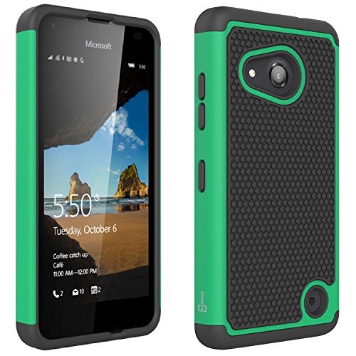 Microsoft Lumia 550 Case, CoverON HexaGuard Series Protective Hybrid Hard Phone Cover for Microsoft Lumia 550 - Teal on Black
