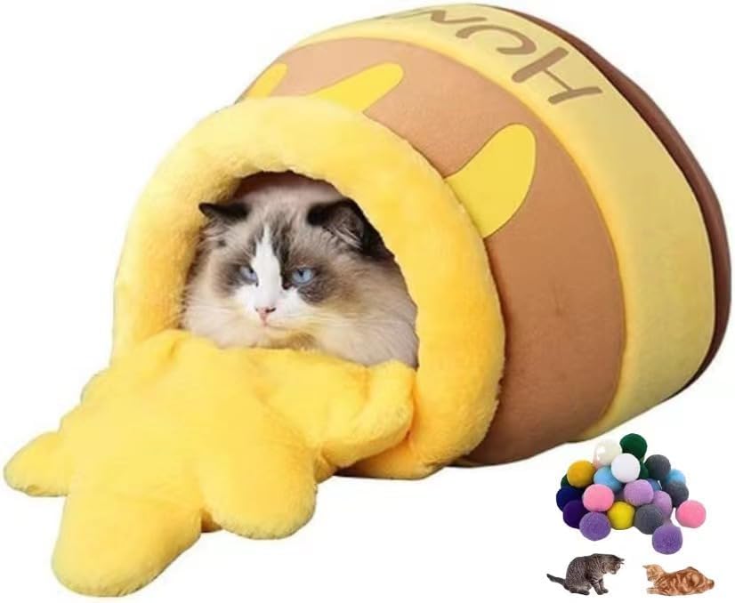 POPUPWAVE Katzenbett Flauschiges, Niedliches Katzennest Honigtopfform, Haustierbett für Katzen und Kleine Oder Mittel Hunde, Katzenschlafsack,...