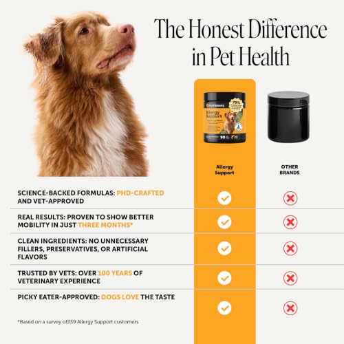 Image of Dog Allergy Relief Immunity Chews - Paw Licking, Itching & Seasonal Allergies - with Colostrum, Probiotics, Turmeric & Salmon Oil - Vet Recommended Anti-Itch Supplement for Dogs (Salmon, 90 Ct)