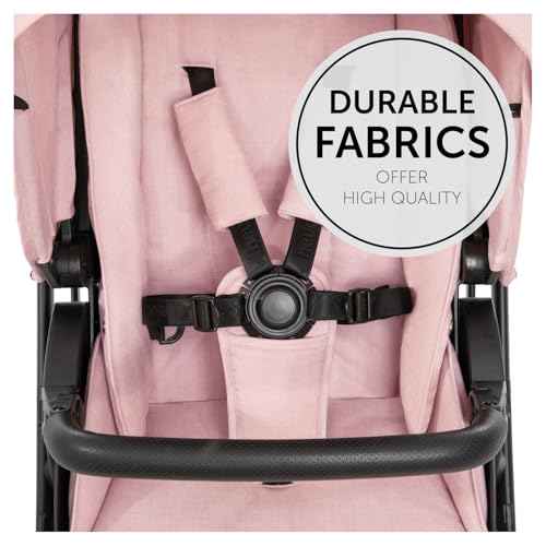Image of Hauck Pushchair Travel System with Carrycot, Reversible Seat, Rose | Lightweight 10.2 kg aluminium frame, lie-flat recline, UV canopy, from birth up to 22 kg, panorama windows