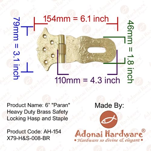 Image of Adonai Hardware Paran Heavy Duty Antique Cast Iron Safety Locking Hasp and Staple(6 inch x 1 Pack, Rust Living) for Vintage Pirates Treasure Chest, Trunks, Wooden Jewelry Box, Cases, Furniture and Sheds