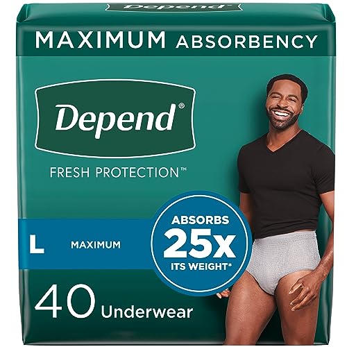 Image of Depend FIT-FLEX Incontinence Underwear for Men, Maximum Absorbency, Disposable, Large, 40 Count