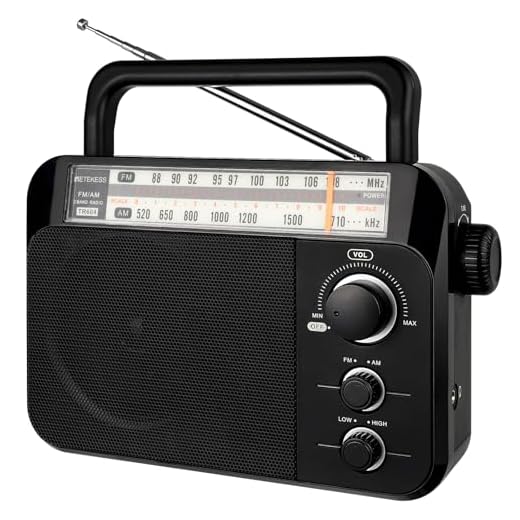Retekess TR604 AM FM Radio Portable Transistor Analog Radio with 3.5mm Earphone Jack Battery Operated by 3 D Cell Batteries or AC Power(Black)