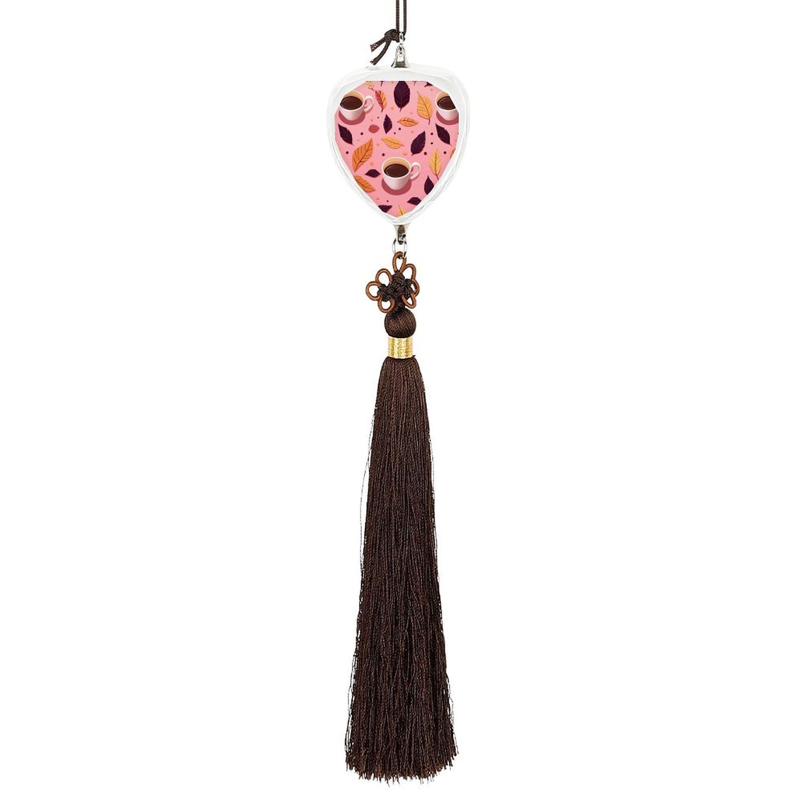 Crystal Car Pendant Charms Love Crystal Rear View Mirror Charms Leaves And Coffee Auto Hanging Interior Ornament Pendant Car Interior Accessories for Women Men Auto Decor
