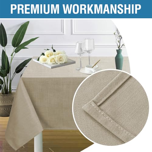 H.VERSAILTEX Linen Textured Table Cloths 60 x 120 Inch Premium Solid Tablecloth Spill-Proof Waterproof Table Cover for Dining Buffet Feature Extra Soft and Thick Fabric Wrinkle Free, Taupe - Image 6