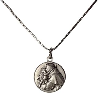 SAINT ANTHONY OF PADUA WITH JESUS CHILD MEDAL WITH VENETIAN CHAIN - 100% MADE IN ITALY - THE PATRON SAINTS MEDALS (St.Anthony Round Shape)
