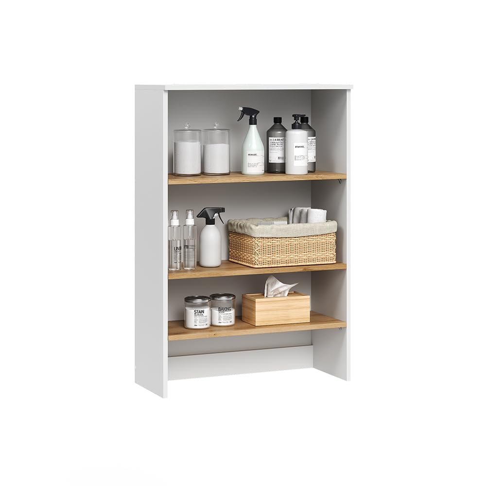 Vicco Armoire Murale Viktor, Blanc/Artisan, 68x100.4cm avec des étagères Ouvertes, à Monter au Mur pour Un Espace de Rangement supplémentaire dans la Salle de Bain