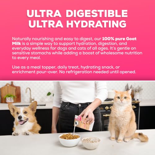 Image of Goat Milk by Brutus Broth Meal Topper for Dogs and Cats - Formulated for Digestive Support & Moisture, Low-Lactose, Contains Natural Nutrients and Enzymes (Pack of 6)