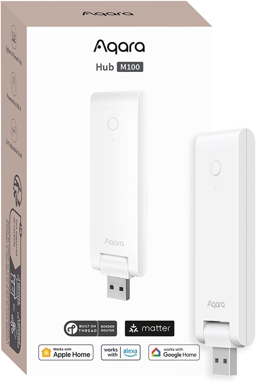 Smart Hub M100 for Home Automation, Matter Controller, Wi-Fi | Thread Border Router, Features Aqara Zigbee (Not Third-Party), Supports Apple HomeKit, Amazon Alexa, IFTTT, Home Assistant