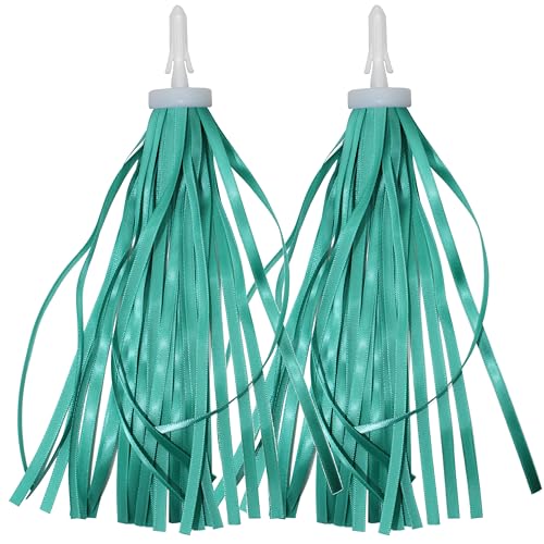 ARTCXC 2pcs 29cm Length Polyester Silky Ribbons Streamers Bike Tassels Handlebar Tassels for Children Kid's Bike,Bicycle,Scooter,Baby Carrier Grips Decoration (Dark Green)