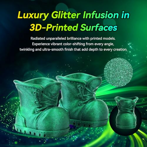 Image of FLASHFORGE Xmas Series Rapid PLA Filament Aurora Green, High Flow Speedy 3D Printer Filament Max 500mm /s High-Speed Printing, Radiated Unparalleled Brilliance, Twinkling and Ultra-Smooth Finish