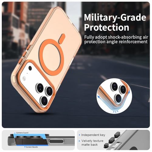Image of Elzzi Translucent Back Cover for iPhone 17 Pro Case, Shockproof Matte Phone Cover with Magnetic, MagSafe Compatible Protective Case for Men & Women (Cosmic)