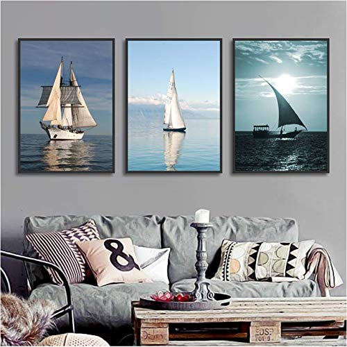 Peinture toile mer et voilier style graffiti art mural de salon