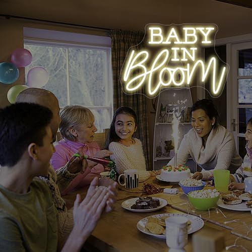 Image of Baby in Bloom Neon Sign For Baby Shower Decorations, Birthday Party Event Plan Backdrop Sign, Neon Light Sign For Baby Shower Decor Gifts (15.7x10.7in)