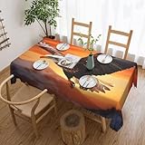 GTKSYNVE Eagle Flying in The Sunset Tischdecke für rechteckige Tische, 137 x 183 cm, waschbar, Polyesterstoff, wasserdicht, knitterfrei, Bauernhaus-Esstischabdeckung für Party, Buffet
