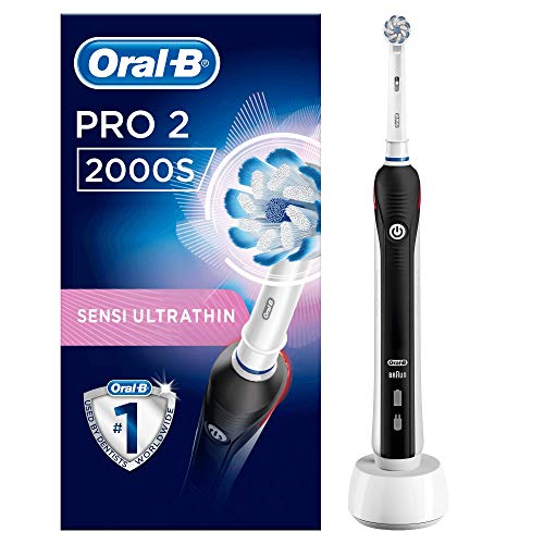 Oral-B PRO 2 2000S Sensi Ultrathin - Cepillo de Dientes Eléctrico Recargable con Tecnología de Braun, 1 Mango, 2 Modos Incluyendo Cuidado de Las Encías Y 1 Cabezal de Recambio