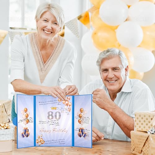 Image of Blue Gold Birthday Party Decorations,18 inch x 12 inch Creative Birthday Decorations Guest Sign in Book Alternative,Birthday Gift for Men and Women of All Ages, Happy Birthday Party Supplies
