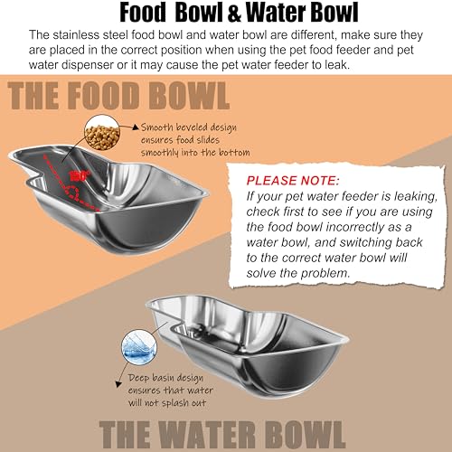 Automatic Cat Feeder and Cat Water Dispenser Set with Stainless Steel Bowls Gravity Dog Feeder for Small Medium Big Dog Pets Puppy Kitten, 3.8Lx 2 - Image 5