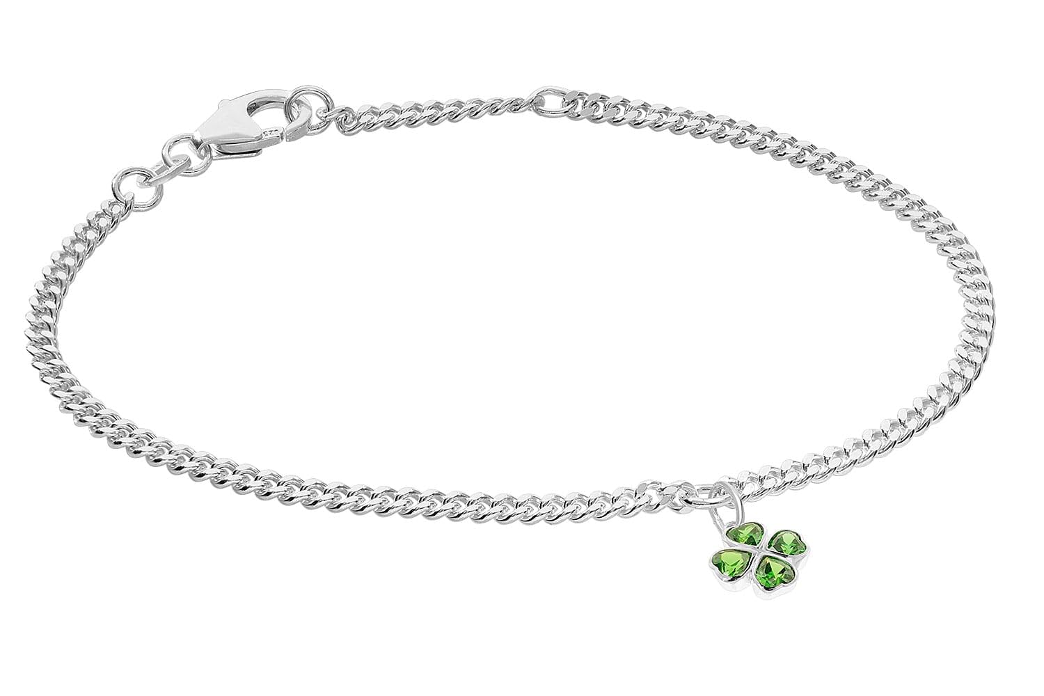 trendor Pulsera infantil con trébol verde, plata de ley 925, rodiada, 21622
