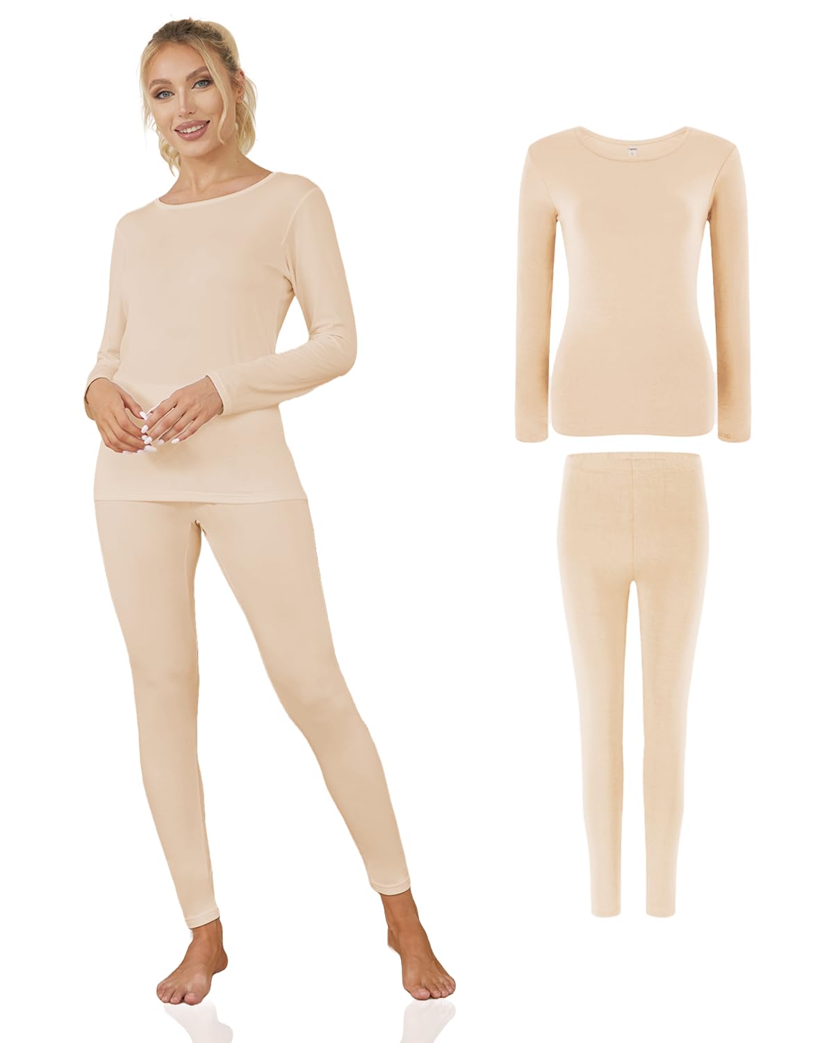 Channo Strato Base Termico Donna Morbido Leggero Caldo e Traspirante Disponibile Come Maglia Pantaloni o Set