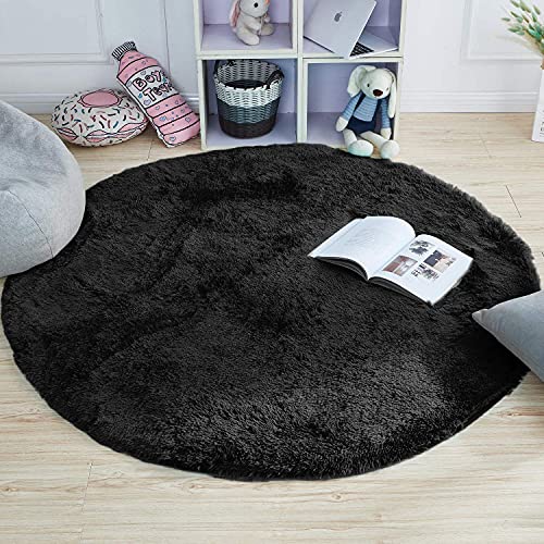 Image of Plush Shag Area Rug for Living Room, 244 cm x 305 cm, Brown (Black, 2X2 FEET)