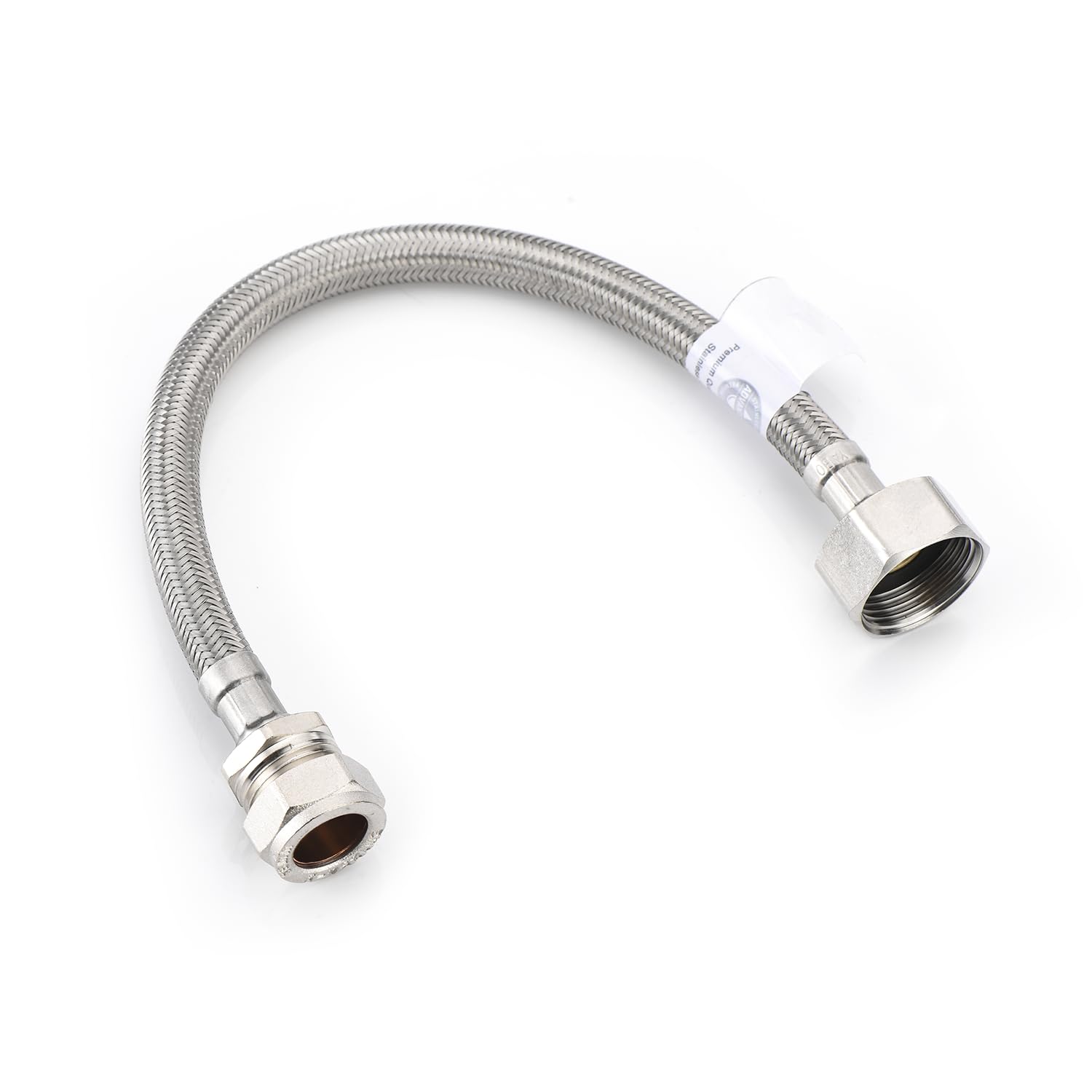 Westco 15mm x 3/4"" x 30cm Flexible Tap Connector Stainless Steel Compression UK
