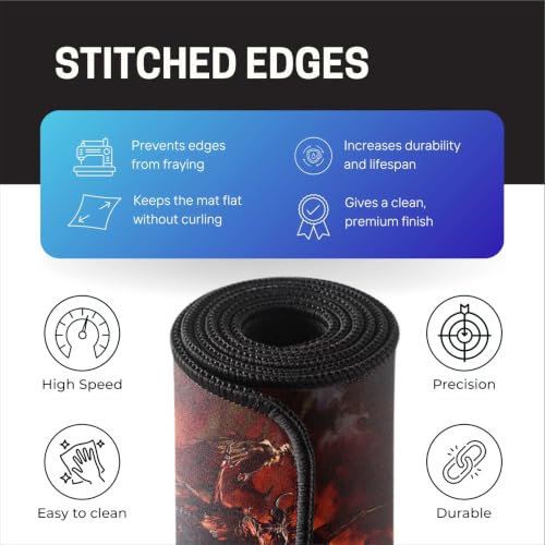 Image of Demon King Gaming Mouse Pad, Large Desk Mat 58.5 x 28 cm, Extended Washable Mousepad, Desk Pad, 2mm Thick Non-Slip Rubber Base, Stitched Edges, Smooth Surface (Multicolour)