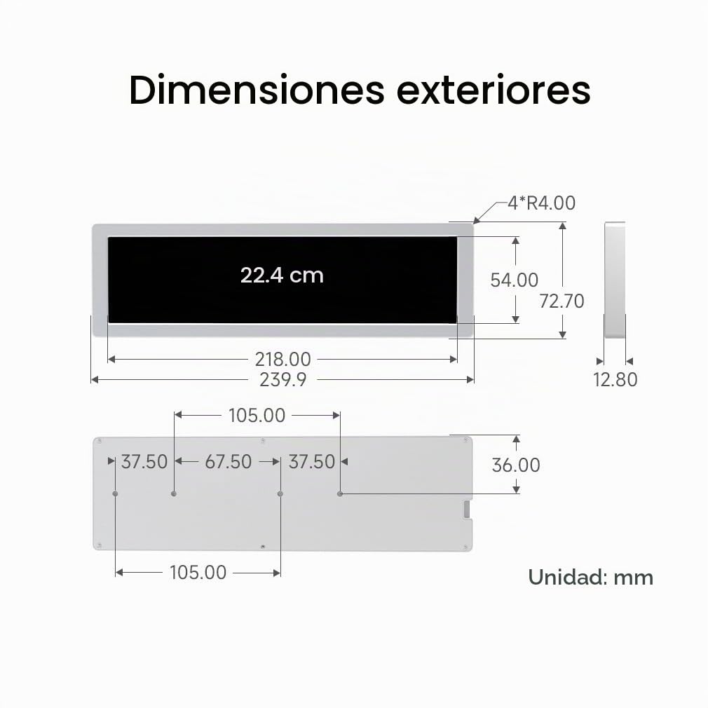 Waveshare 8.8inch USB Monitor 1920x480 Pixel AIO LCD Screen PC Case Secondary Screen Desktop RGB Ambient Screen IPS Panel with Music Spectrum Analysis Function Type-C Interface CNC Metal Case, Silver