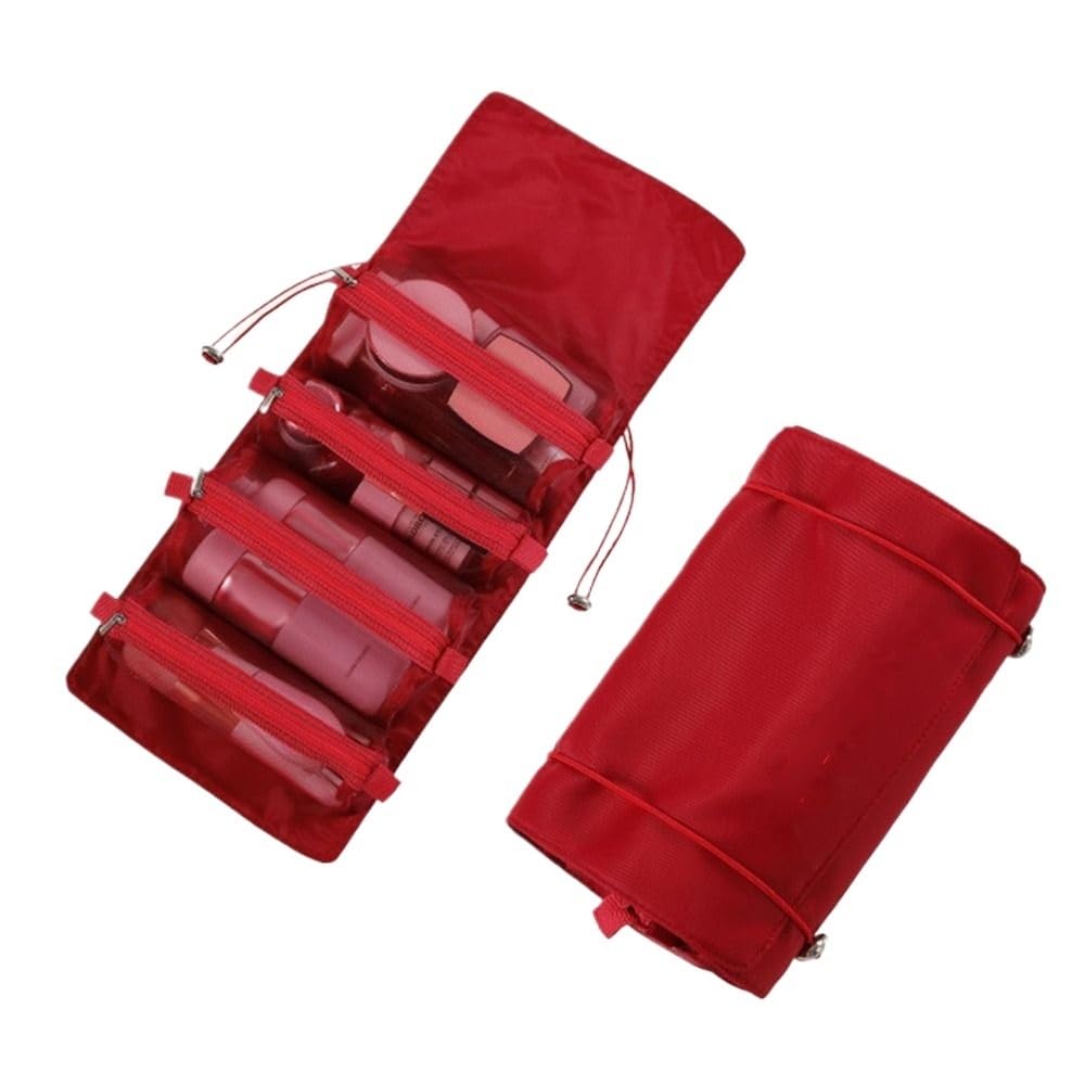 Borsa da Toilette Multifunzione, Organizer da Viaggio Arrotolabile per Cosmetici, Beauty Case, Pochette da Toilette da Appendere, Astuccio per Il Trucco