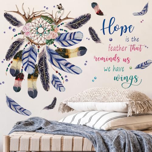 Vinilo decorativo atrapasueños para pared Boho plumas miniatura 2