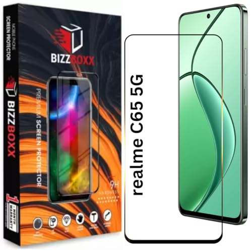 Image of Premium Screen Protector Compatible With realme C65 5G | Tempered Glass Guard | Anti Static | Full Screen Coverage-Edge to Edge | 9H Hardness | With Easy Installation Kit (Pack of 1)