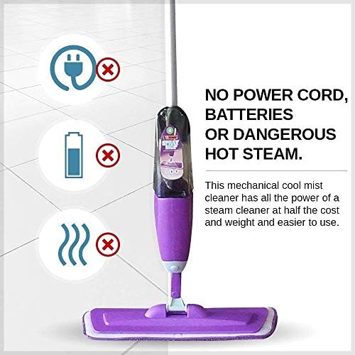 Vorfreude Spray Mop with Washable Pads, Includes Sprayer with Refillable 700ml Bottle, Floor Mop with Spray & Reusable Machine Washable Microfibre Pads, Suitable for All Types of Floors (Purple)