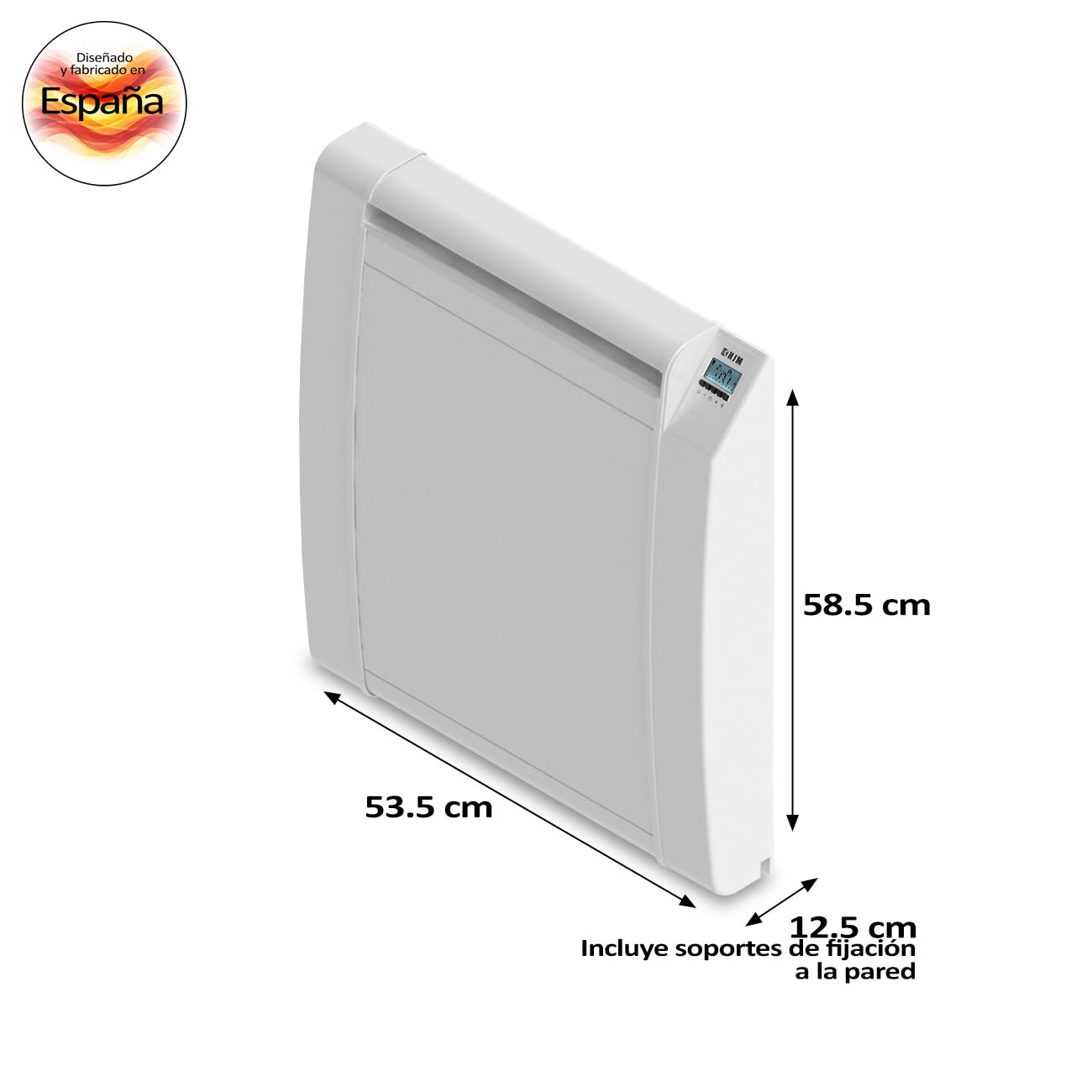 HJM AMC1000 Emisor térmico cerámico Bajo Consumo | Programable | Pantalla LCD | 1000 W | Blanco, 230 V