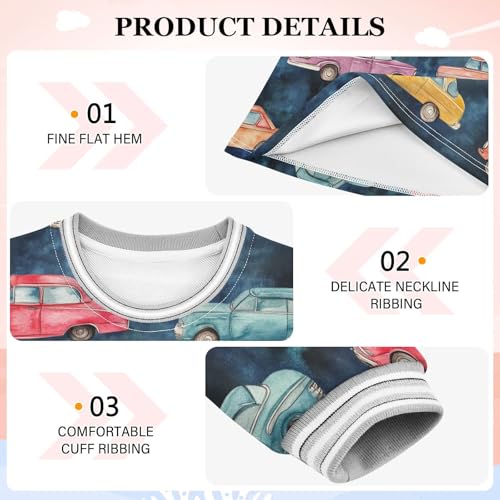 Retro Cars Girls Dresses Long Sleeve Sweatshirt Dress for Girls Winter Toddler Casual A Line Dresses Size 2-8T3