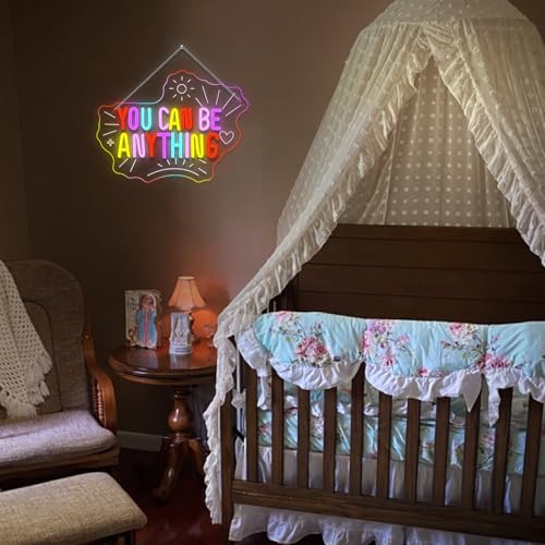 Image of You Can Be Anything Dimmable Neon LED Sign for Wall Decor Kids Wall Art Positive Just Read Book and Chill Classroom Decor USB Neon Light Bedroom Birthday Party Classroom Backdrop Aesthetic Decor