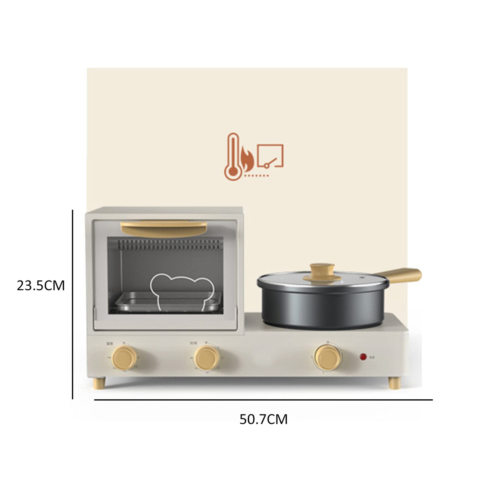 Máquina de desayuno 3 en 1 de acero inoxidable Estación de desayuno familiar portátil Horno tostador multifuncional Tostadora Estación de desayuno eléctrica con horno tostador y plancha antiadherente