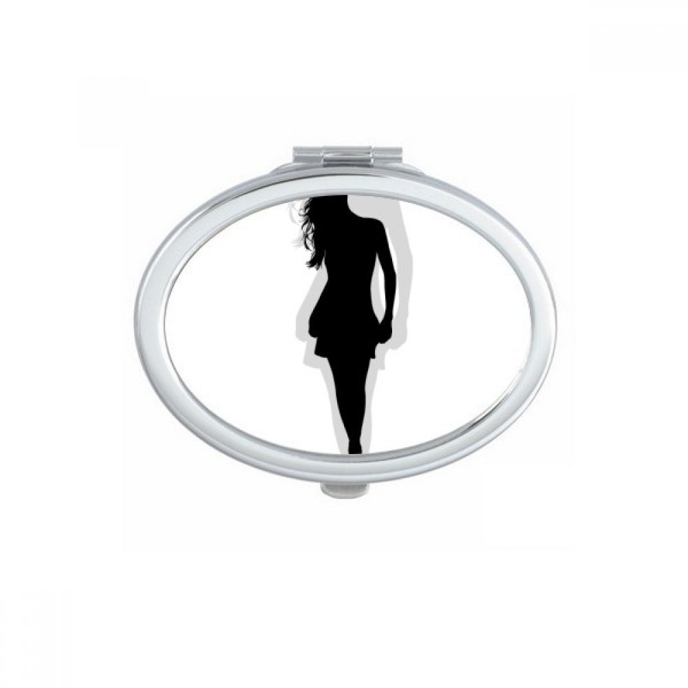 Miroir compact ovale de poche en main motif promenade pour maquillage