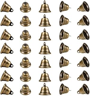 BELLE VOUS 35 Pack Vintage Bronze Craft Jingle Bells - 40 x 35mm - Mini Hanging Bells for DIY Crafts, Decorations, Christmas, Weddings, Jewellery, Wind Chimes and Dog Potty Training/Housebreaking