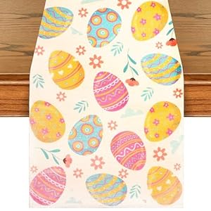 Happy Easter Egg Table Runner Easter Spring Decorations for Table Indoor Home Party Decor 72 Inchs Long Happy Easter Egg Table Runner Easter Spring Decorations for Table Indoor Home Party Decor 72 Inchs Long