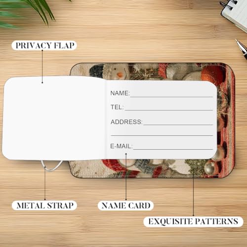 Image of Snowman Luggage Tags 2 Pack, PU Leather Privacy Flap