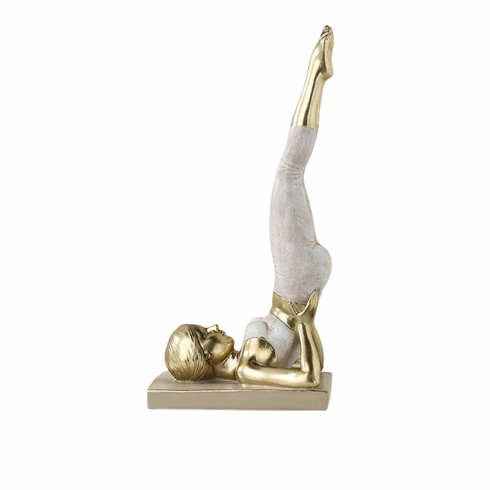 Yoga Girl Bookends, Yoga Statues, Yoga Girl Sculpture, 3D Yoga Pose Bookends, Unique Cute Yoga Girl Book Ends, Non-Skid Decorative Bookend, Holiday Housewarming Gifts for Yoga Lovers(Gold,A)