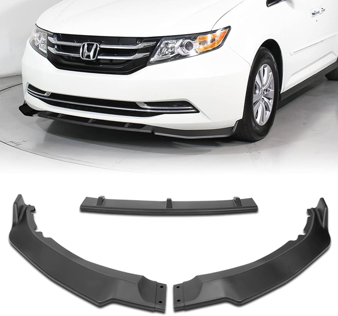 Front Bumper Lip fit for compatible with 2011-2017 Honda Odyssey, Front Bumper Lip Spoiler Air Chin Body Kit Splitter Unpainted Matt Black ABS, 2012 2013 2014 2015 2016 (CK-Style)