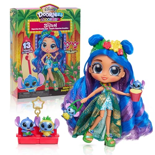 Disney Doorables ADOORBS Deluxe Stitch Superfan Doll, 2 Exclusive Figures, Movie Premiere, UNbox 10 Mini Accessories, Toy Gift for Collectors, Fans, Tweens, Girls & Kids 5 and Up by Just Play