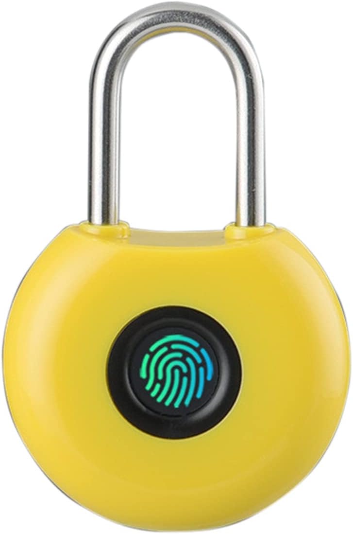 ドアロック指紋認識 指紋スモールロック倉庫ゲート電子南京錠ジムキャビネットロック 広く使われています (色 : 黄, Size :