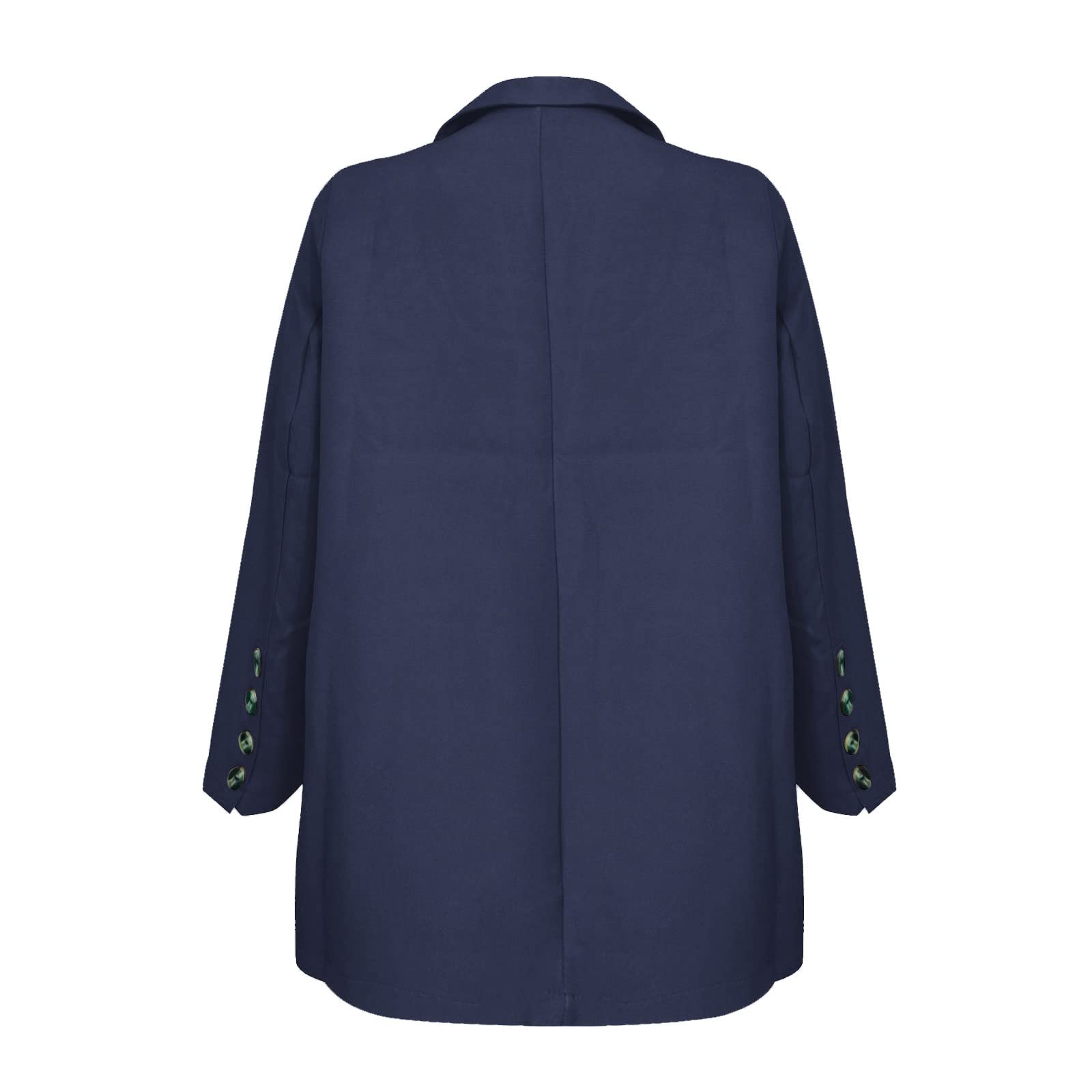 Generisch 2026 Frauen Zwei Stück Set Büro Business Langarm Taste Formale Jacke Hose Dünne Lose Hosen Jacke (4-Blue, L)