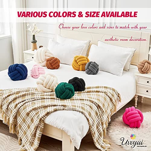 Image of Uvvyui Knot Pillow Ball, Soft Home Decorative Pillows, Round Throw Pillow, Handmade Knotted Plush Pillow, Round Boucle Pillow Cushion (11 Inches Hot Pink)
