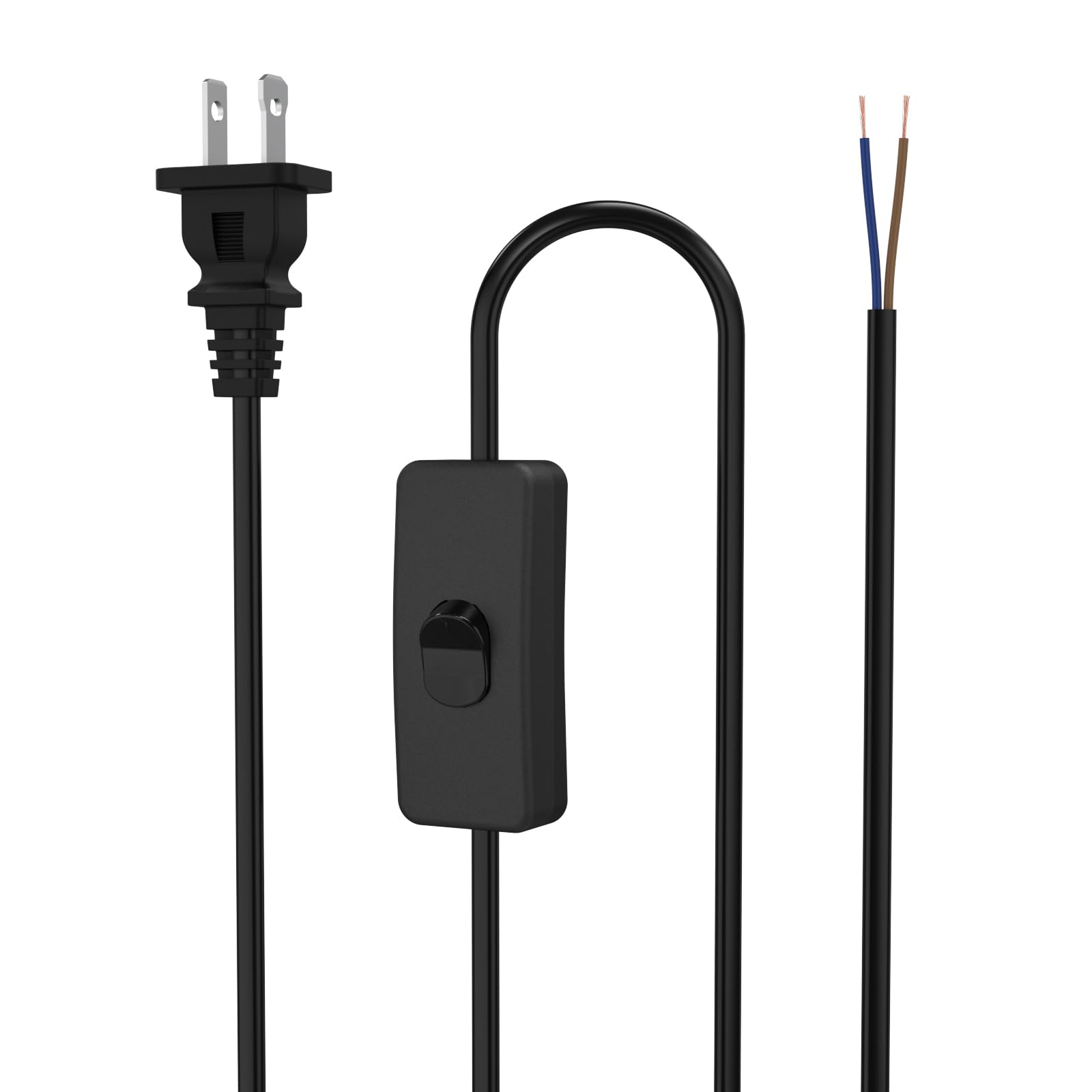 5.9FT Replacement Power Cable with Switch for Lamps – DIY Lamp Repair Extension Cord for Household, Christmas & Light Projects (Black)